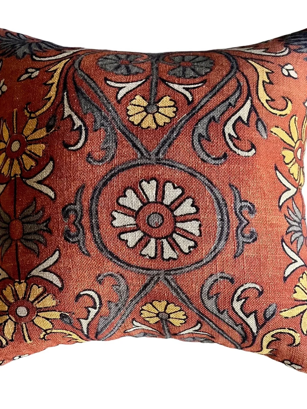 1 Rust Floral Decorative Throw Pillow Cover - Unbranded